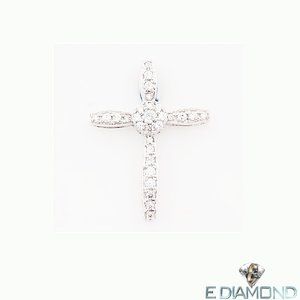 10K Solid Gold  Ladies 0.24 Carats Natural Diamond Cross Pendant